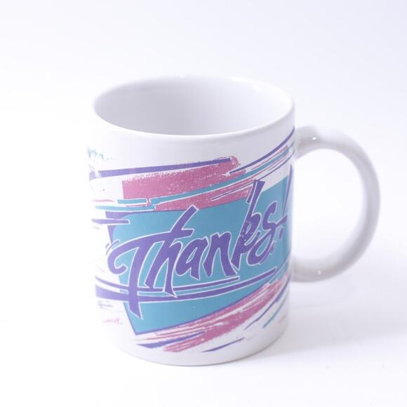 1990s, Thanks Mug, Coffee Cup, Vapor Wave, 1980s, Thank You Kitchen Decor - Picture 2 of 2